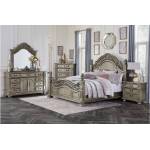 1824PG-1Gr Catalonia Queen Bedroom Set - Traditional Platinum Gold Finish with Cherry Veneer