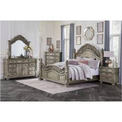 1824PG-1Gr Catalonia Queen Bedroom Set - Traditional Platinum Gold Finish with Cherry Veneer