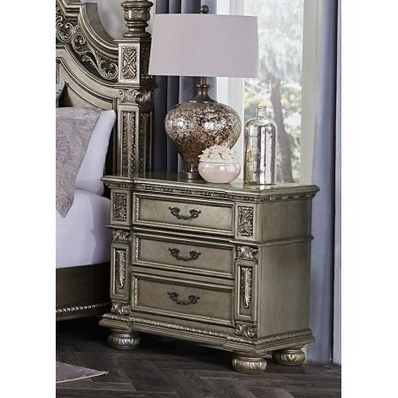 1824PG-4 Catalonia Night Stand - Traditional Platinum Gold Finish with Cherry Veneer