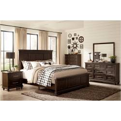 1689K-CKGr Cardano California King Bedroom Set - Driftwood Charcoal over Acacia Solids and Veneers
