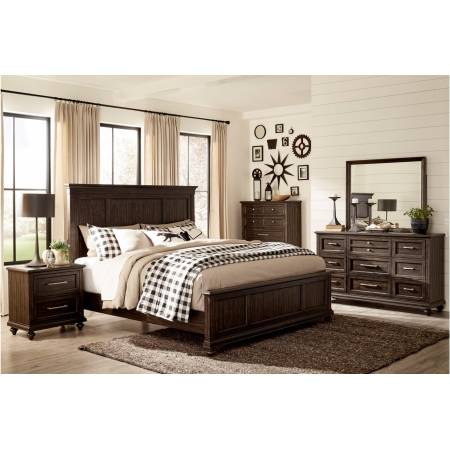 1689K-CKGr Cardano California King Bedroom Set - Driftwood Charcoal over Acacia Solids and Veneers