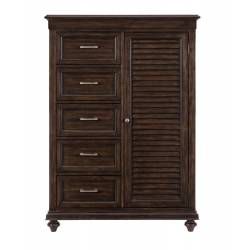 1689-10 Cardano Wardrobe Chest - Driftwood Charcoal over Acacia Solids and Veneers