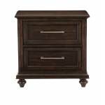 1689-4 Cardano Night Stand - Driftwood Charcoal over Acacia Solids and Veneers
