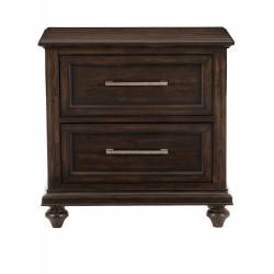 1689-4 Cardano Night Stand - Driftwood Charcoal over Acacia Solids and Veneers