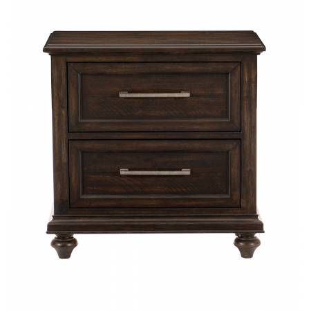 1689-4 Cardano Night Stand - Driftwood Charcoal over Acacia Solids and Veneers