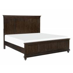 1689-1 Cardano Queen Bed - Driftwood Charcoal over Acacia Solids and Veneers