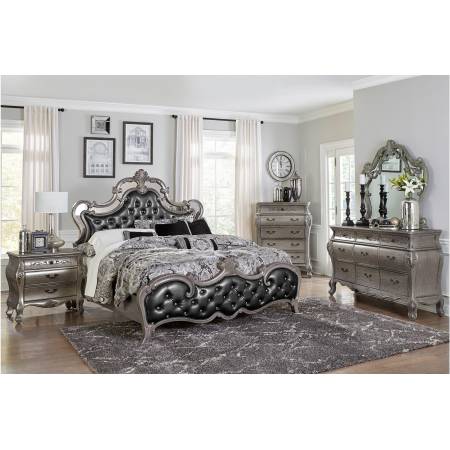 1681-QGr Brigette Queen Bedroom Set - Silver-Gray