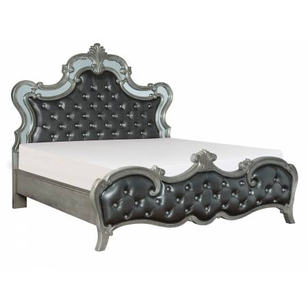 1681K-1CK Brigette California King Bed - Silver-Gray