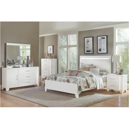1678WK-CKGr Kerren or Keren Upholstered California King Bedroom Set - White High Gloss