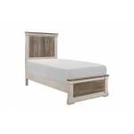 1677T-1 Arcadia Twin Bed - White Framing and Variegated Gray Printed Faux-Wood Grain Veneer