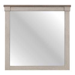 1677-6 Arcadia Mirror - White Framing and Variegated Gray Printed Faux-Wood Grain Veneer