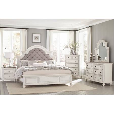 1624KW-CKGr Baylesford California King Bedroom Set - Antique White Rub-Through Finish