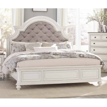 1624W-1 Baylesford Queen Bed - Antique White Rub-Through Finish