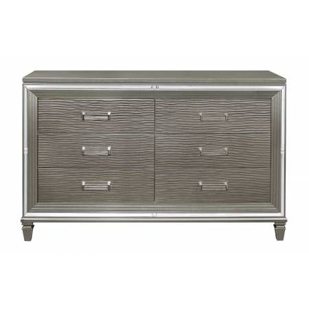 1616-5 Tamsin Dresser with 2 Hidden Jewelry Boxes - Silver-Gray Metallic