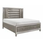 1616K-1EK Tamsin Platform Eastern King Bed with Footboard Storage and LED Lighting - Silver-Gray Metallic