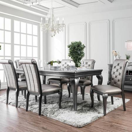 CM3219GY AMINA 7PC SETS DINING TABLE + 6 SIDE CHAIRS