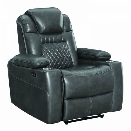 603416PP Korbach Upholstered Power^2 Lay-Flat Recliner Charcoal