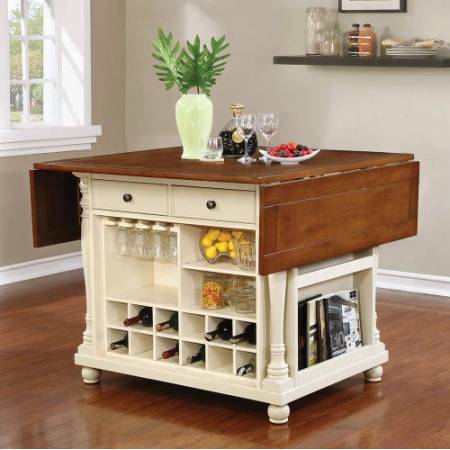 102271 Slater Country Cherry And White Kitchen Island