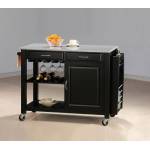 5870 Black Kitchen Cart With Granite Top