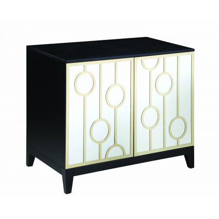 192075 Lindsey Mirrored Server Black And Gold
