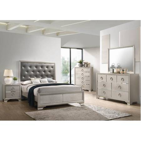 222721Q-4PC 4PC SETS Salford Queen Bed Metallic Sterling And Grey