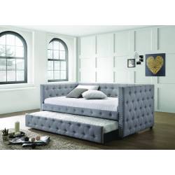 302161 Mockern Upholstered Daybed With Trundle Light Grey