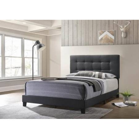 305746Q Mapes Upholstered Tufted Queen Bed Charcoal