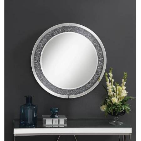 961428 Round Wall Mirror With LED Lighting Silver