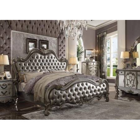 26840Q-4PC 4PC SETS VERSAILLES II SILVER QUEEN BED