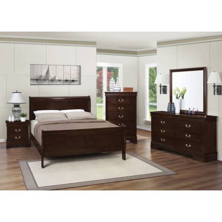 Louis Philippe 5 Piece Full Sleigh Bedroom Set in Cappuccino 202411F-S5