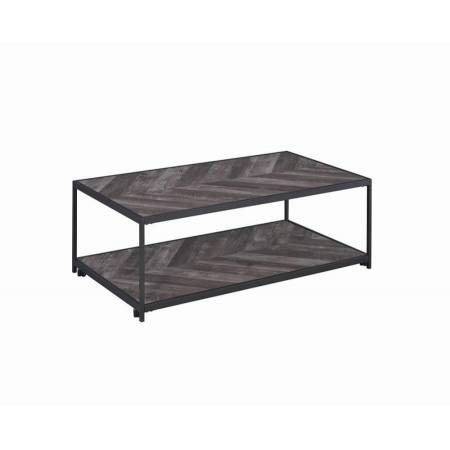 Rectangular Coffee Table Rustic Grey Herringbone 708168