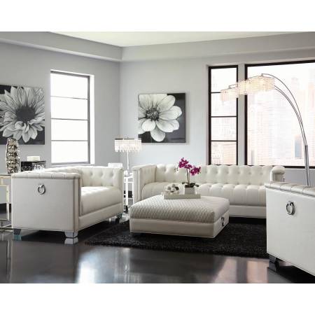 Chaviano Contemporary White Two-Piece Living Room Set (SOFA + LOVE) 505391-S2