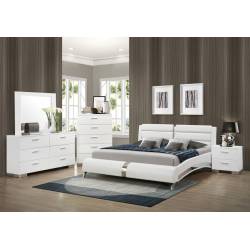 Felicity Contemporary White Upholstered Eastern King BEDROOM 5PC SET (KE.BED,NS,DR,MR,CH) 300345KE-S5