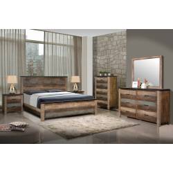 Sembene Bedroom Rustic Antique Multi-Color California King Bed Four-Piece Set 205091KW-S4