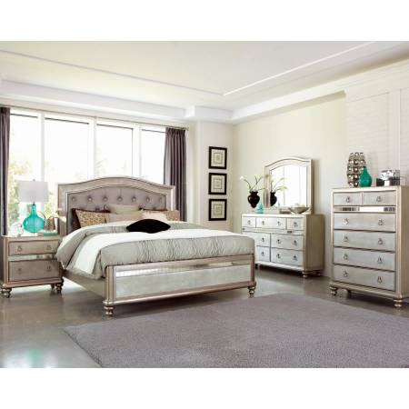 Bling Game Queen Upholstered Bed 4 Piece Set (Q.BED,NS,DR,MR) 204181Q-S4