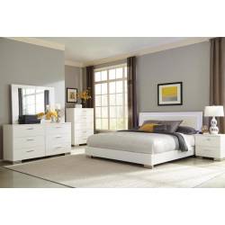 Felicity Contemporary White and High Gloss California King Four-Piece Set 203500KW-S4