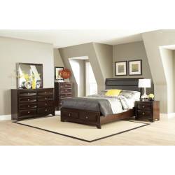 Jaxson Queen Upholstered Storage Bed 4 Piece Set (Q.BED,NS,DR,MR) 203481Q-S4