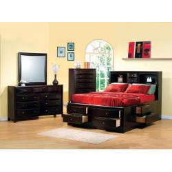 Phoenix Cappuccino Queen Four-Piece Bedroom Set (Q.BED,NS,DR,MR) 200409Q-S4