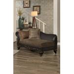 Thibodaux Chaise - Brown Fabric/Dark Brown Bi-Cast Vinyl