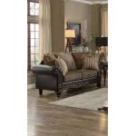 Thibodaux Love Seat - Brown Fabric/Dark Brown Bi-Cast Vinyl