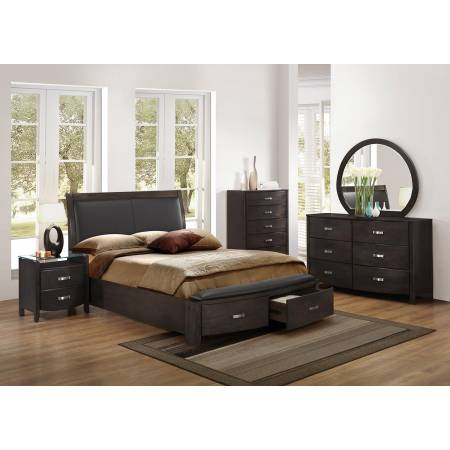 Lyric Upholstered Sleigh Platform Storage California King Bedroom Set - Brownish Grey