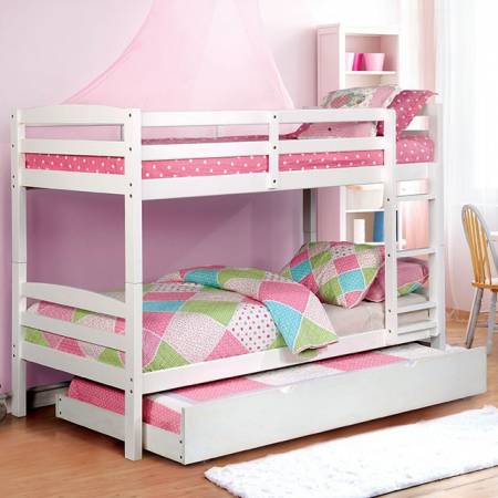 M-BK634WH-TF ELAINE TWIN/FULL BUNK BED