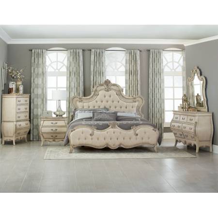 Elsmere Button Tufted Upholstered Bedroom Set - Antique Gray 4 PC