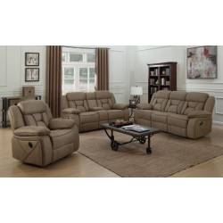 602264-S3 3PC SETS MOTION SOFA + MOTION LOVESEAT WITH CONSOLE + GLIDER RECLINER