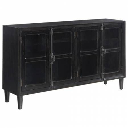 950780 Accent Cabinets Black Accent Cabinet with Glass Doors