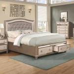 204180KE Bling Game Glam Upholstered King Bed with Footboard Storage