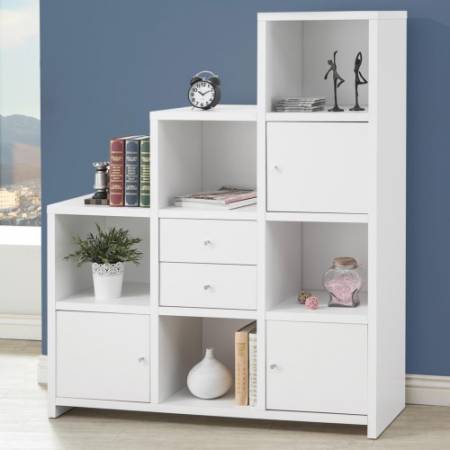 801169 Bookcases Asymmetrical Bookshelf with Cube Storage Compartments