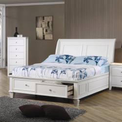 400239T Sandy Beach Twin Sleigh Bed with Footboard Storage
