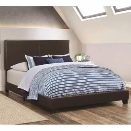 300762F Dorian Brown Upholstered Leatherette Full Bed
