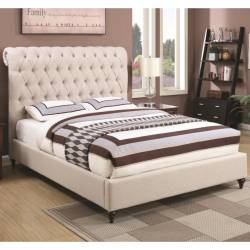 300525F Devon Full Upholstered Bed in Beige Fabric